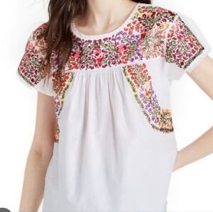 Embroidered Cotton Peasant Top